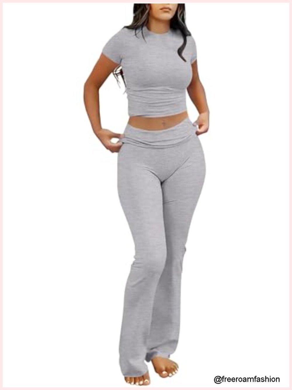 2 Piece Lounge Set - Crop Top & Flare Leggings - Y2K